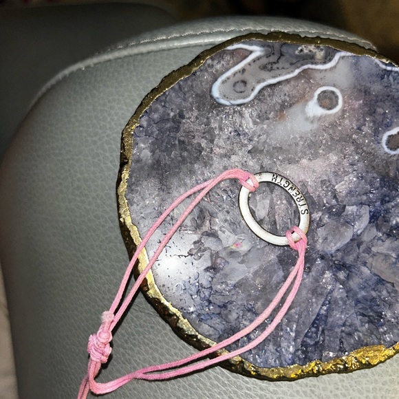 Two thin string bracelets. Maroon with small rhinestone and gold accent and Pink - Picture 7 of 8